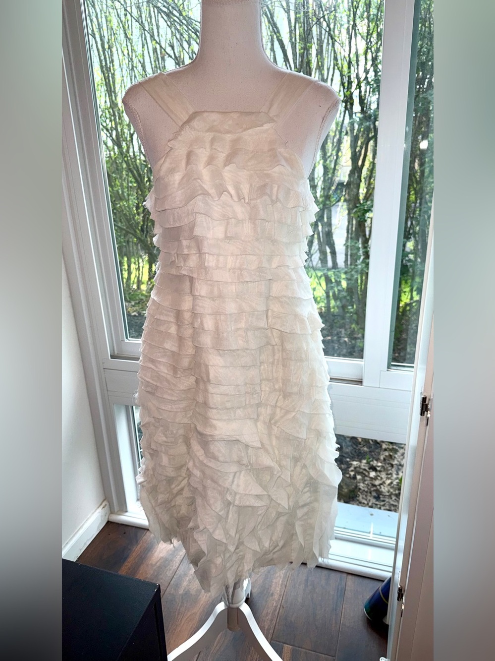 Fendi NWT White Ruffle Textured Dress IT42 Karl Lagerfeld Era